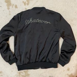 “Whatever” embroidered bomber